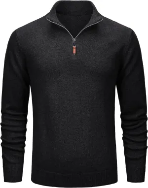MAGCOMSEN Men's Quarter Zip Pullover Sweaters Casual Knit Polo Sweaters Fall Winter Sweatshirts