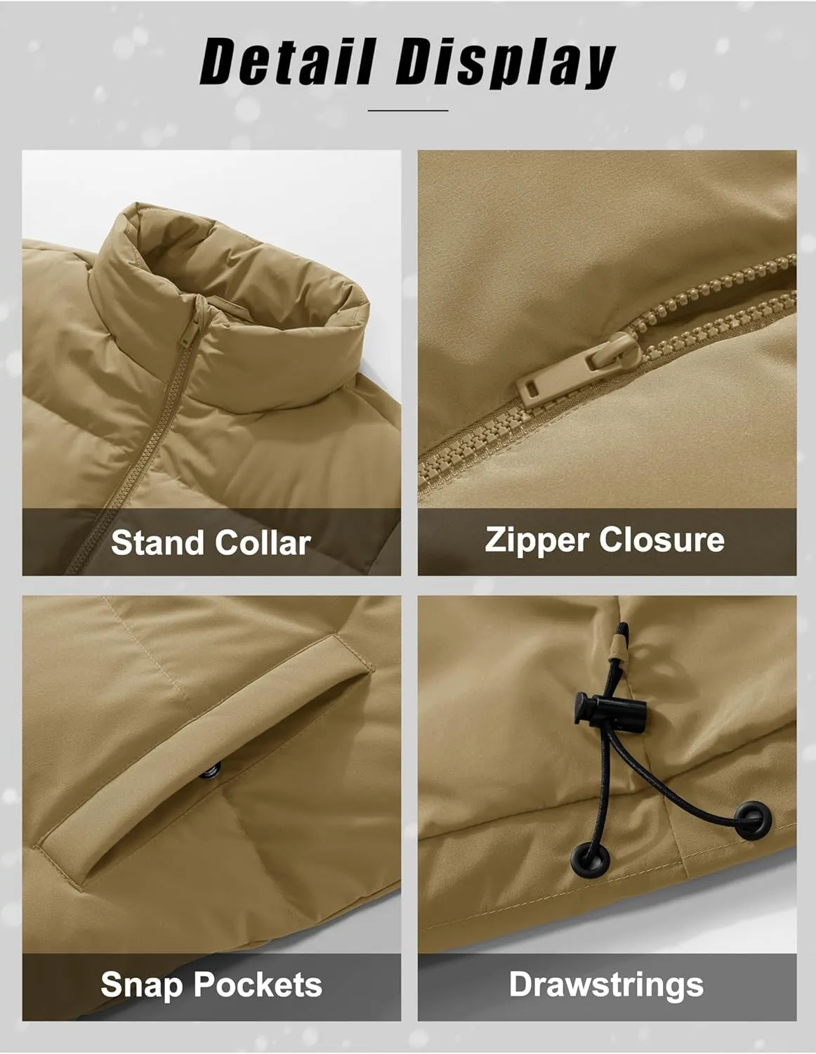MAGCOMSEN Women's Winter Down Puffer Jackets Stand Collar Zip Up Water Resistant Warm Padded Quilted Coat with Pockets