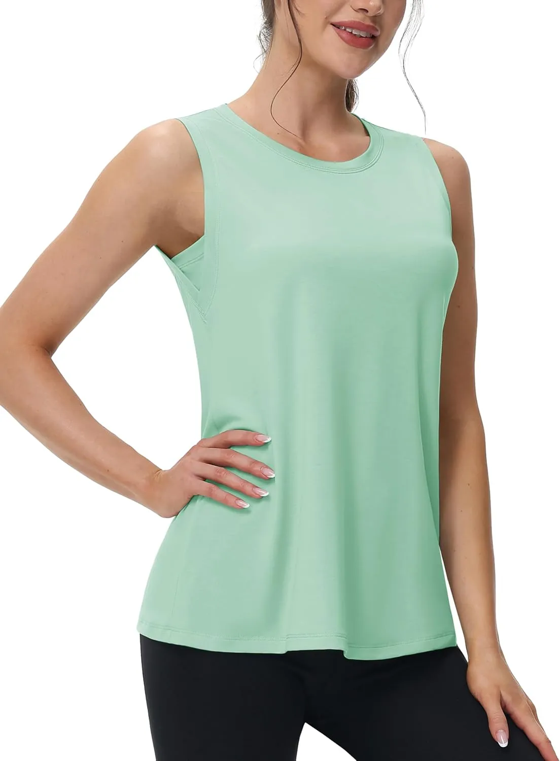 MAGCOMSEN Workout Tank Tops for Women Loose Fit Sleeveless Tops Breathable Lightweight Athletic Gym Runing Summer Shirts