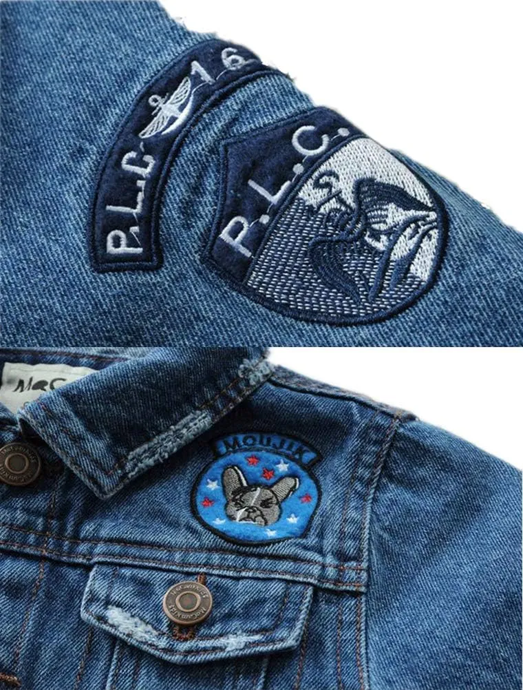 Mallimoda Kids Boys Girls Hooded Denim Jacket Zipper Coat Outerwear