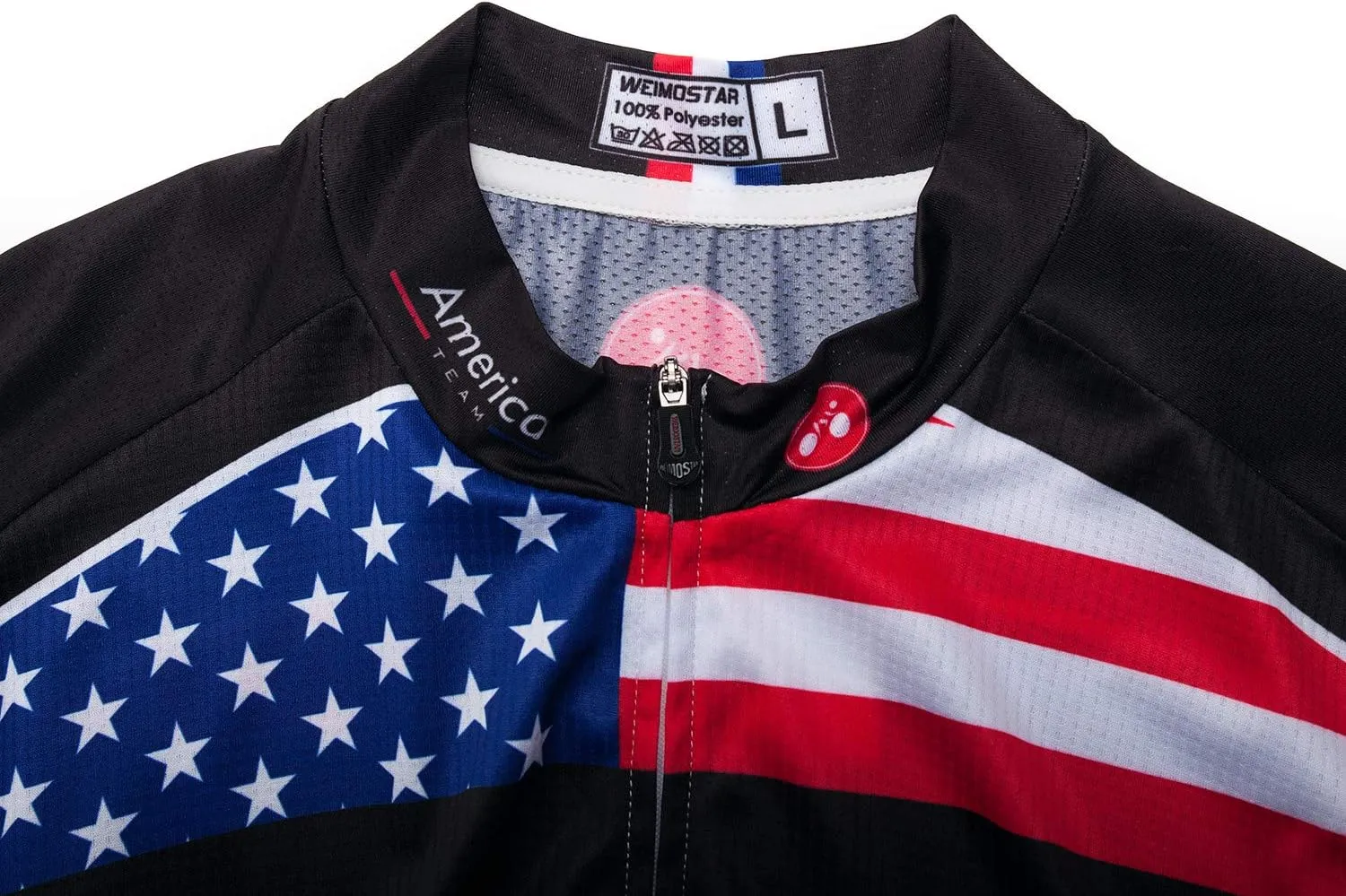 Men Cycling Jersey USA Bike Short Sleeve 3-Pockets Breathable Quick-Dry Shirt Tops S-3XL