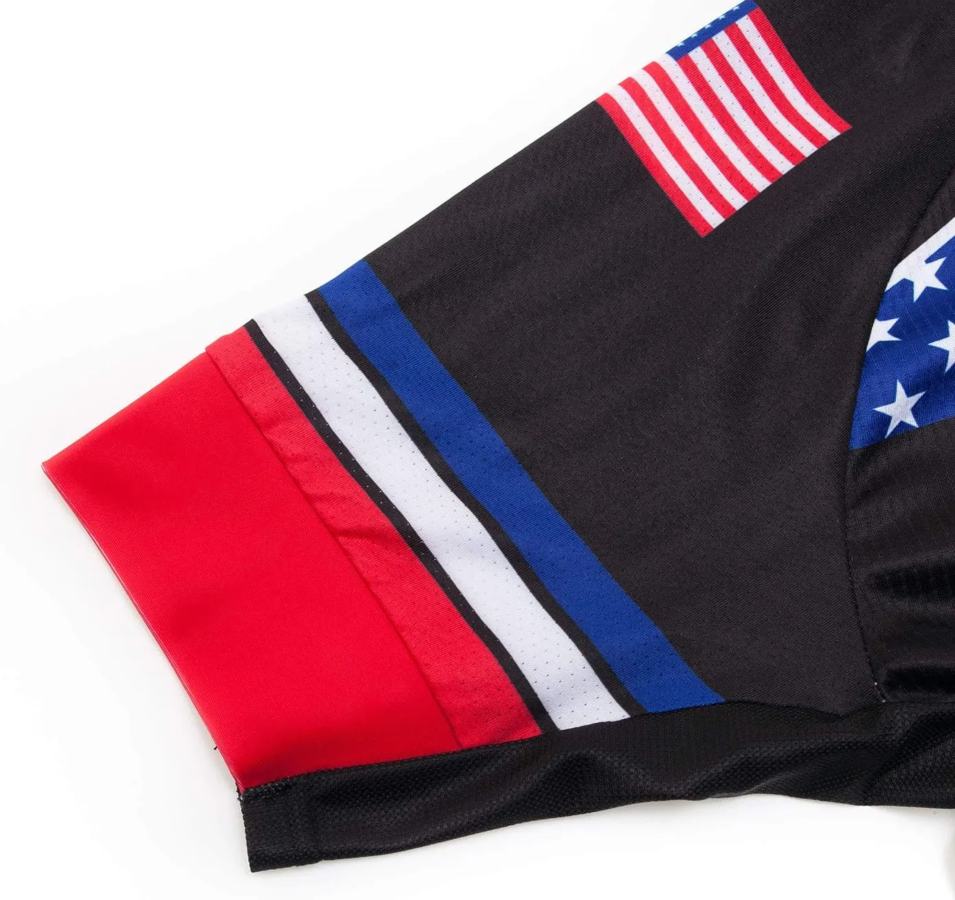 Men Cycling Jersey USA Bike Short Sleeve 3-Pockets Breathable Quick-Dry Shirt Tops S-3XL