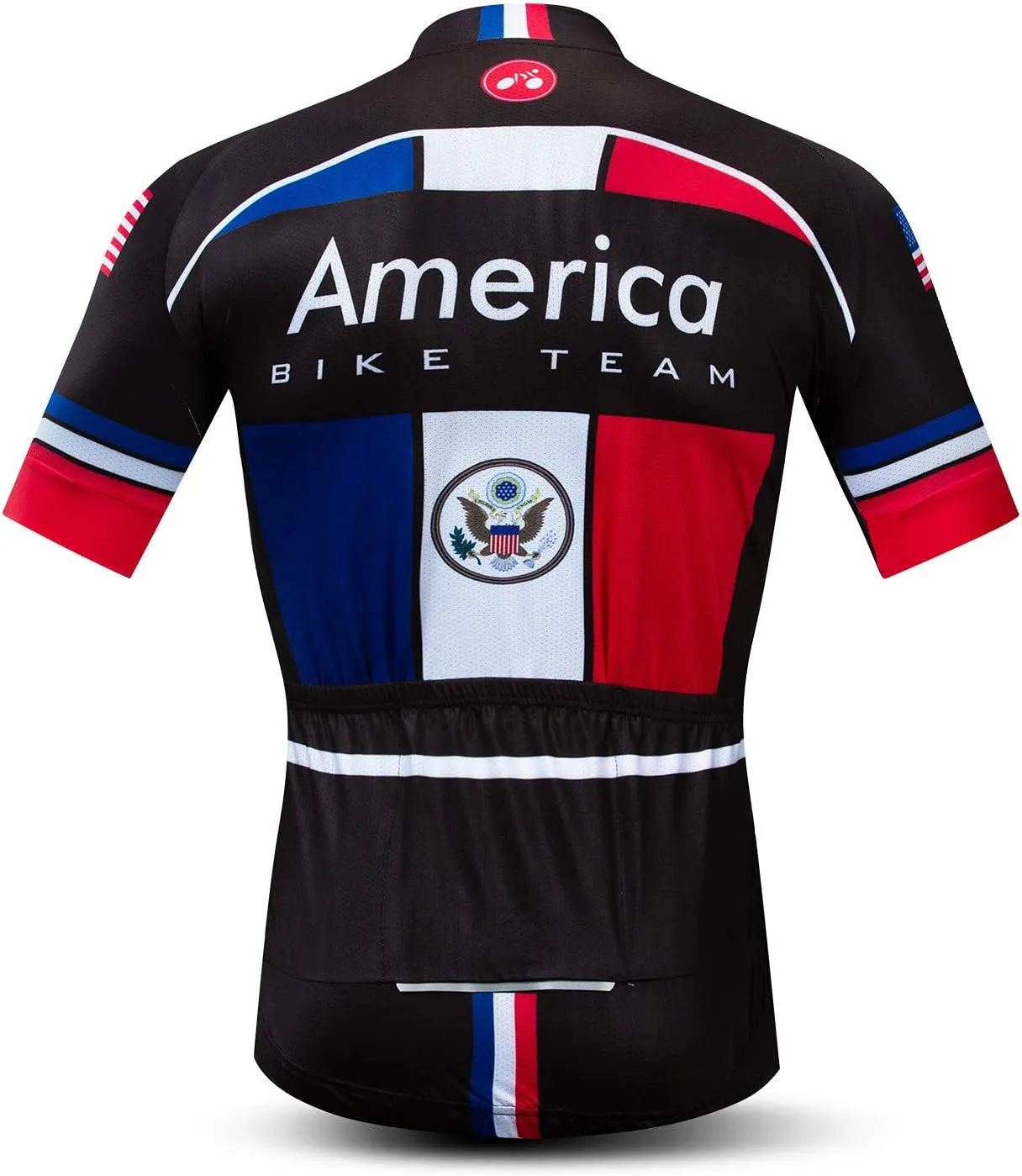 Men Cycling Jersey USA Bike Short Sleeve 3-Pockets Breathable Quick-Dry Shirt Tops S-3XL