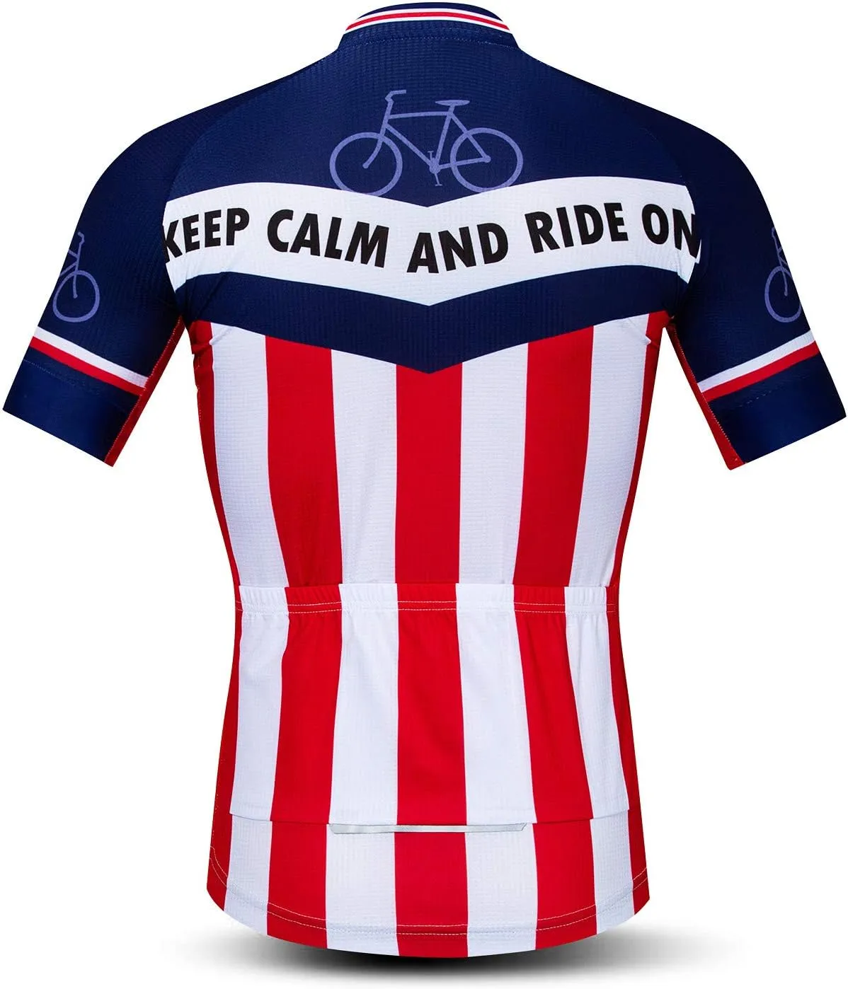 Men Cycling Jersey USA Bike Short Sleeve 3-Pockets Breathable Quick-Dry Shirt Tops S-3XL