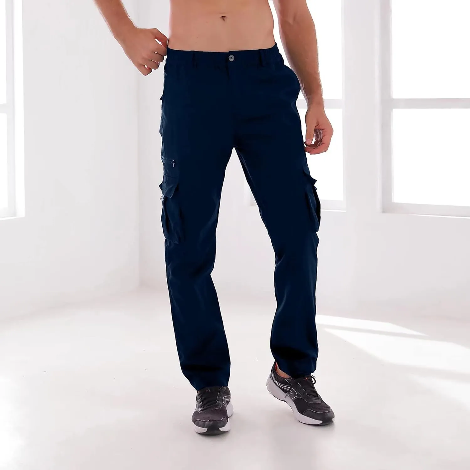 Men Outdoor Cargo Pant Lightweight Tactical Pant Hiking Jogger Classic Fit Multi Pockets