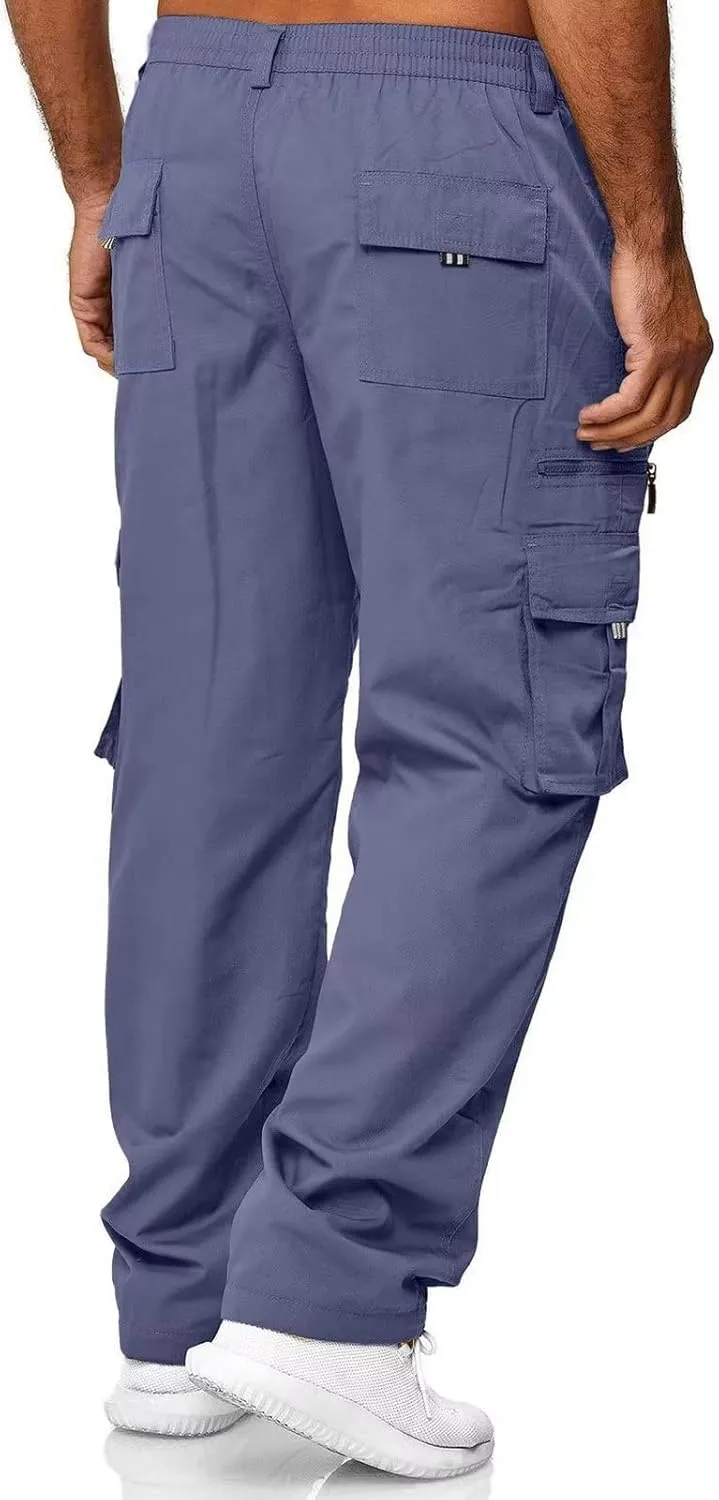Men Outdoor Cargo Pant Lightweight Tactical Pant Hiking Jogger Classic Fit Multi Pockets
