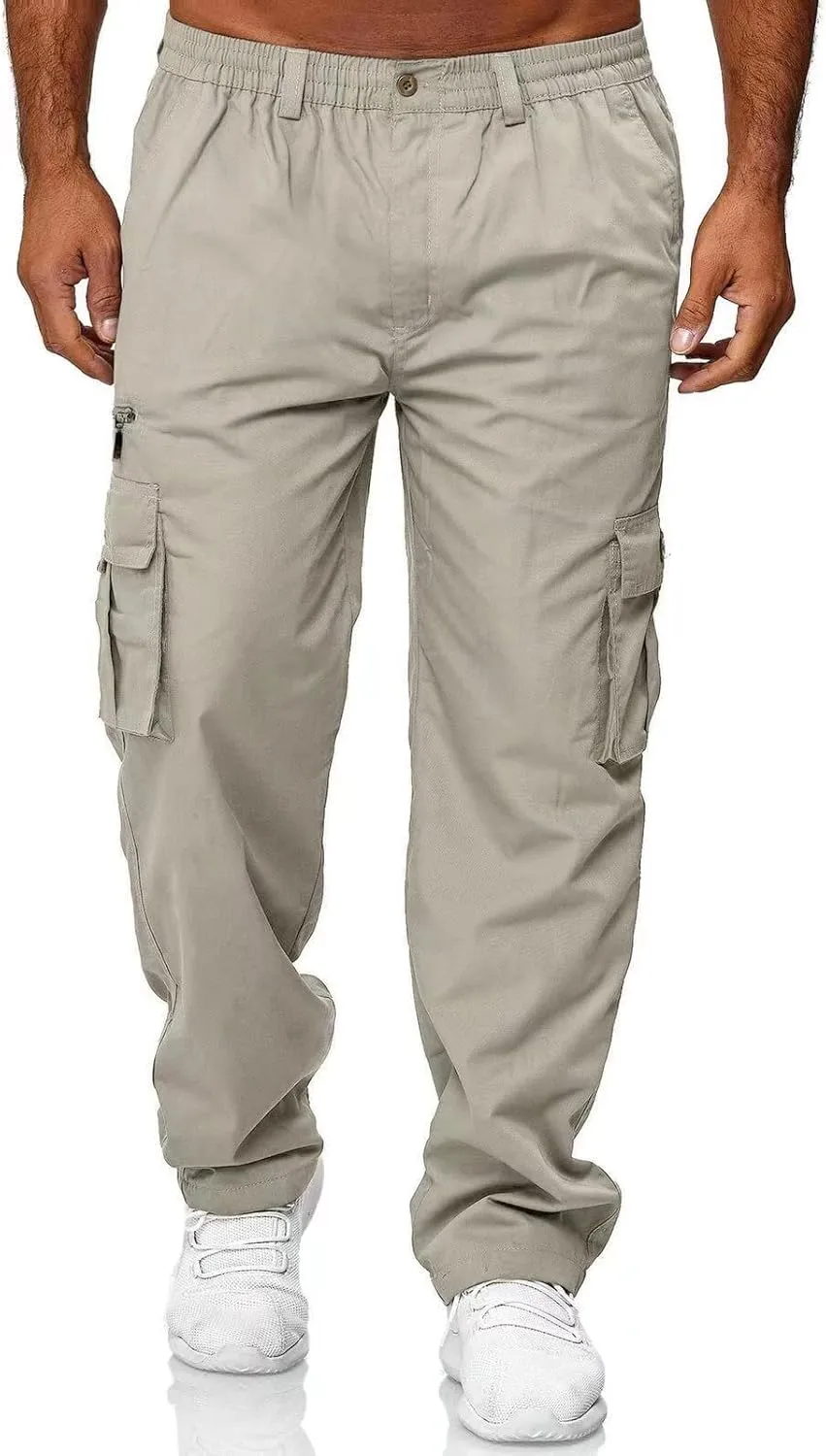 Men Outdoor Cargo Pant Lightweight Tactical Pant Hiking Jogger Classic Fit Multi Pockets