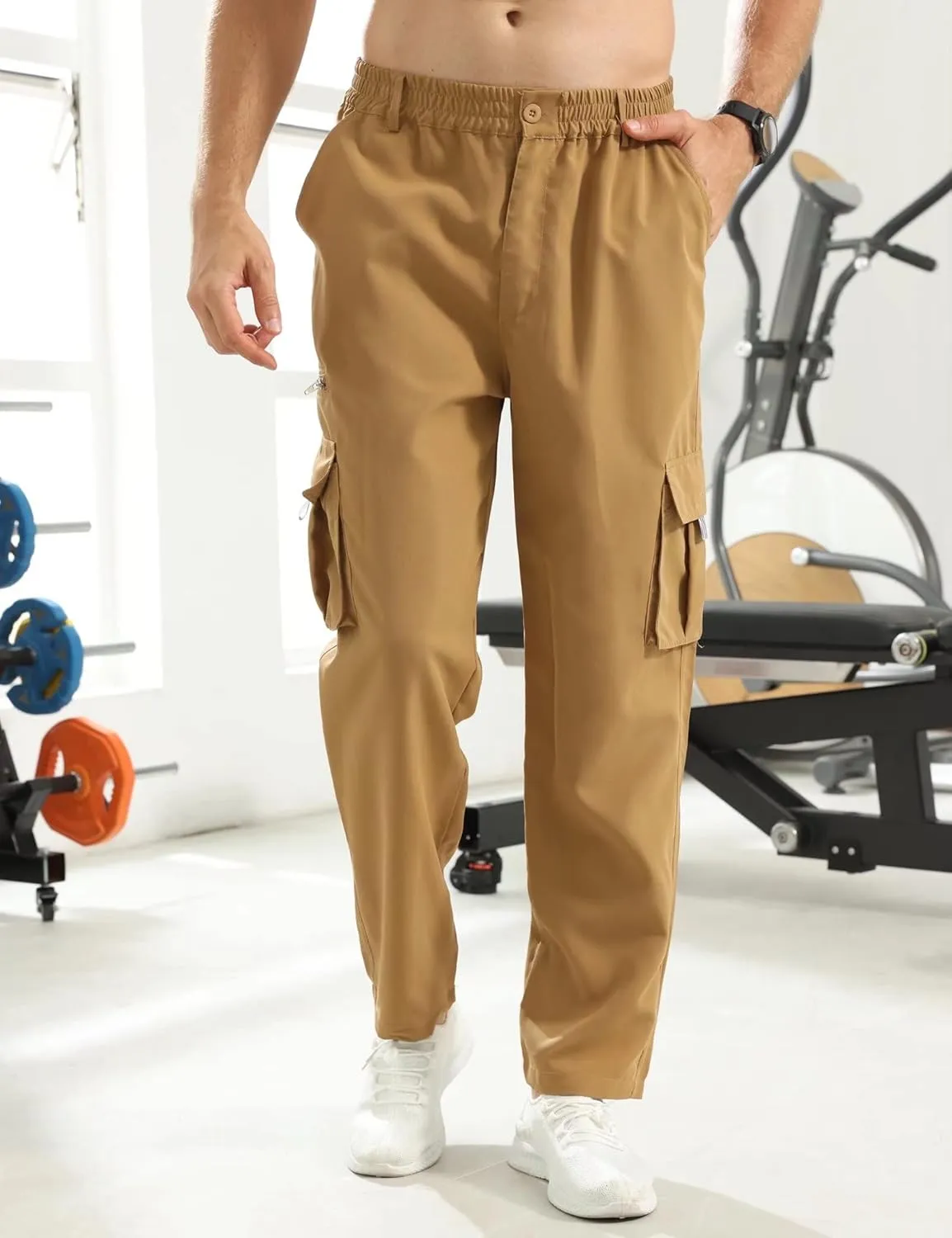 Men Outdoor Cargo Pant Lightweight Tactical Pant Hiking Jogger Classic Fit Multi Pockets