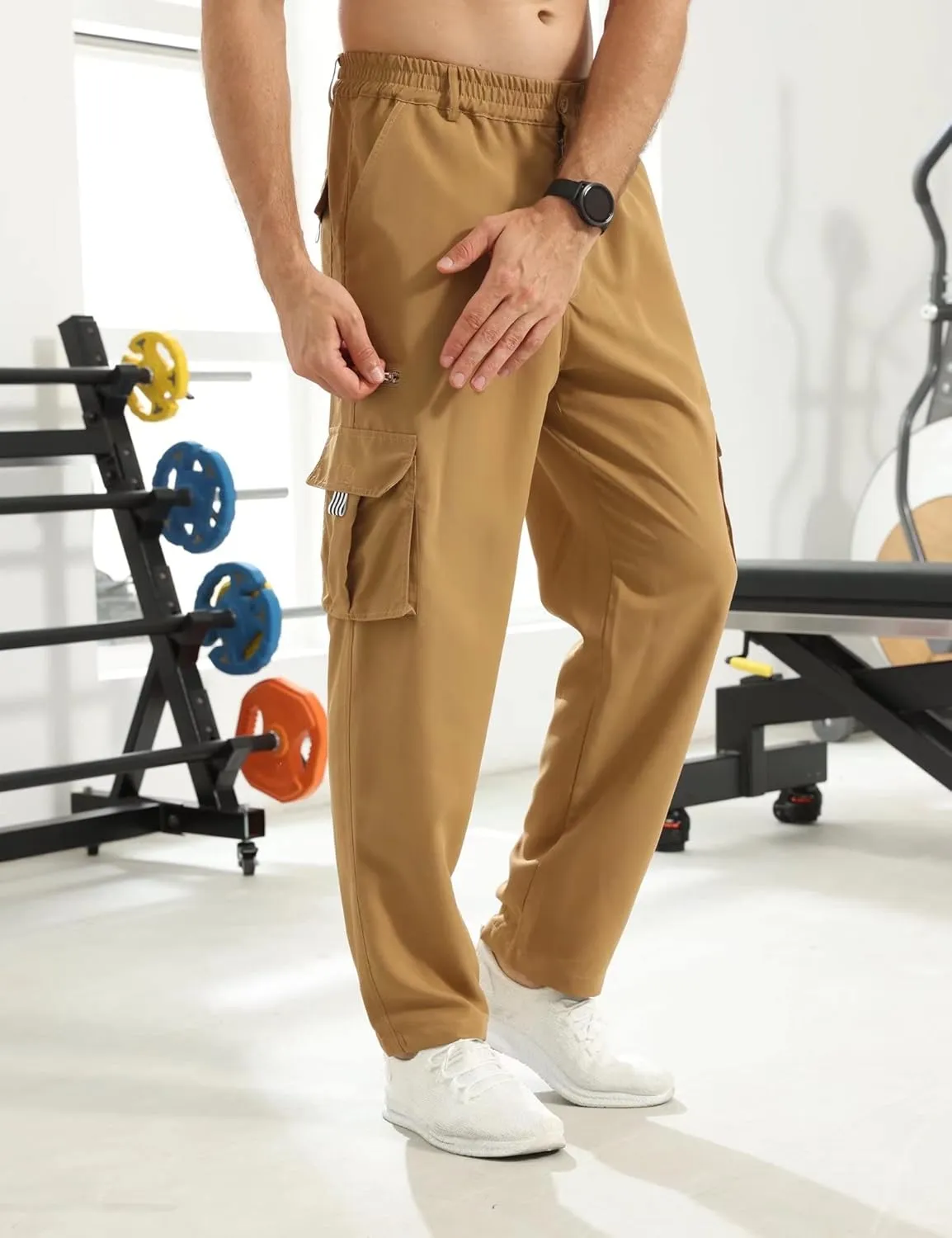 Men Outdoor Cargo Pant Lightweight Tactical Pant Hiking Jogger Classic Fit Multi Pockets