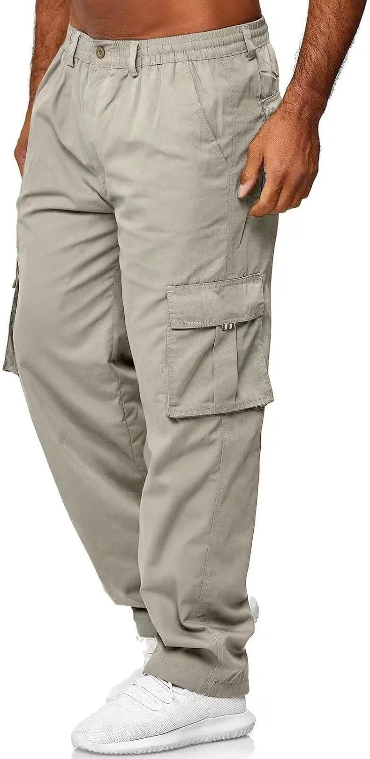Men Outdoor Cargo Pant Lightweight Tactical Pant Hiking Jogger Classic Fit Multi Pockets