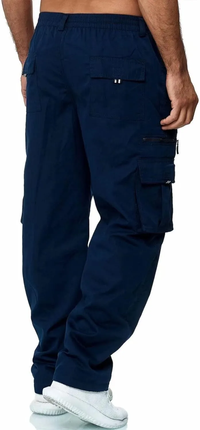 Men Outdoor Cargo Pant Lightweight Tactical Pant Hiking Jogger Classic Fit Multi Pockets