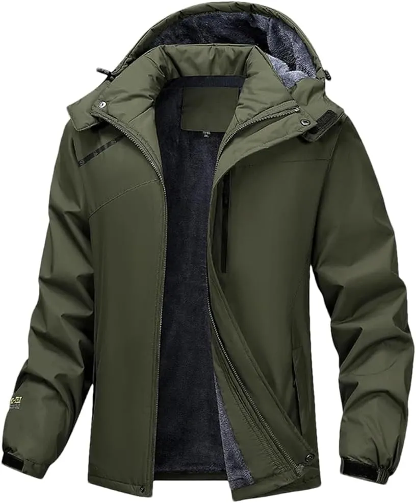 Men Solid Casual Cotton Padded Jacket Hooded Thicken Warm Outdoor Casual Parkas Coat