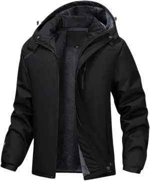 Men Solid Casual Cotton Padded Jacket Hooded Thicken Warm Outdoor Casual Parkas Coat
