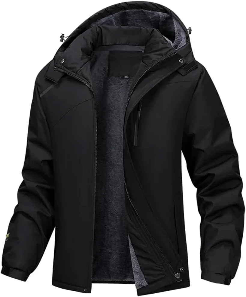 Men Solid Casual Cotton Padded Jacket Hooded Thicken Warm Outdoor Casual Parkas Coat