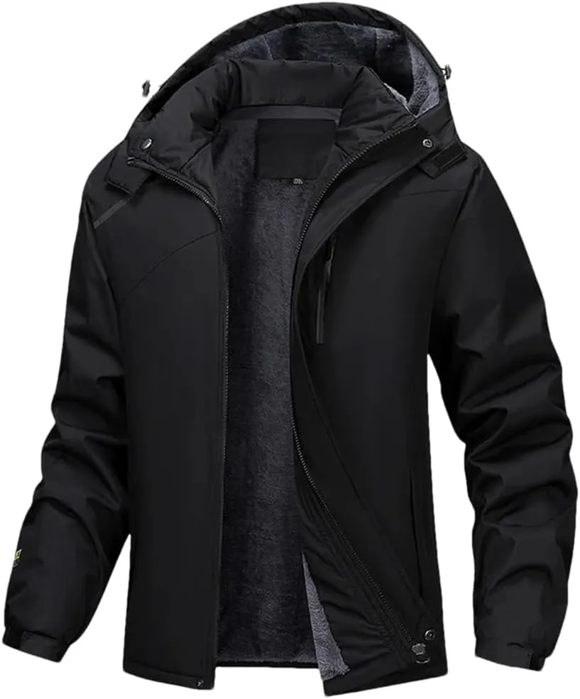 Men Solid Casual Cotton Padded Jacket Hooded Thicken Warm Outdoor Casual Parkas Coat