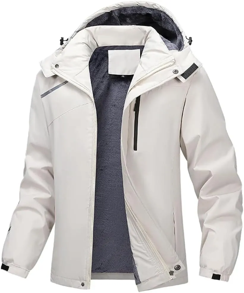 Men Solid Casual Cotton Padded Jacket Hooded Thicken Warm Outdoor Casual Parkas Coat