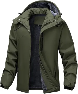 Men Solid Casual Cotton Padded Jacket Hooded Thicken Warm Outdoor Casual Parkas Coat