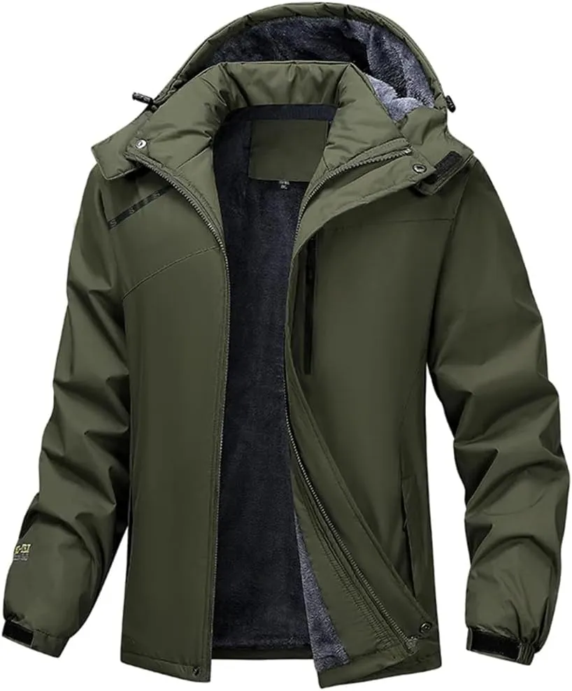 Men Solid Casual Cotton Padded Jacket Hooded Thicken Warm Outdoor Casual Parkas Coat