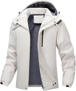 Men Solid Casual Cotton Padded Jacket Hooded Thicken Warm Outdoor Casual Parkas Coat