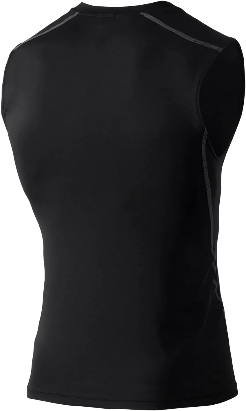 Men's Compression Football Tank Top Quick Dry Breathable Athletic Compression Shirts Sleeveless 3 Pack Black