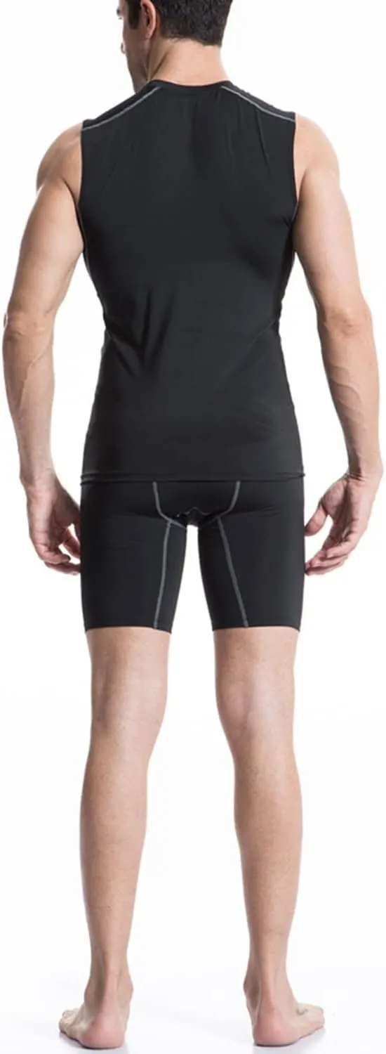 Men's Compression Football Tank Top Quick Dry Breathable Athletic Compression Shirts Sleeveless 3 Pack Black