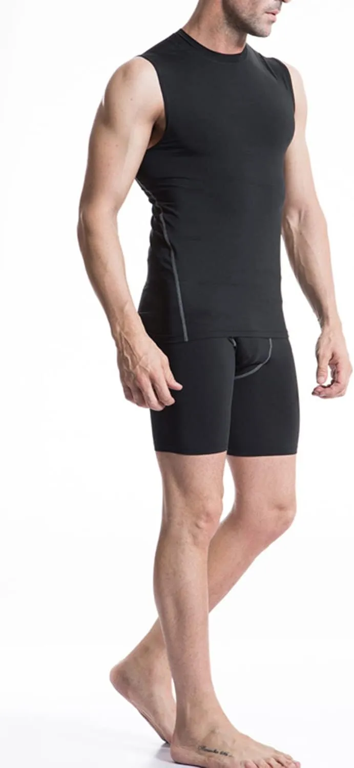 Men's Compression Football Tank Top Quick Dry Breathable Athletic Compression Shirts Sleeveless 3 Pack Black