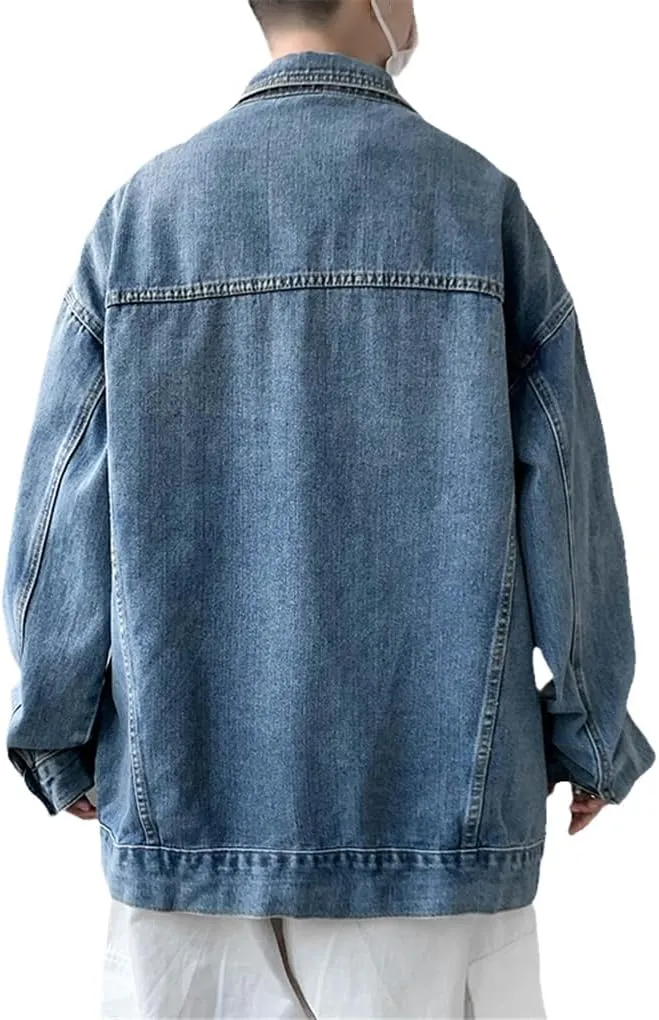 Men's Denim Jacket Casual Fashion Harajuku Oversized Blue Streetwear Men Jean Coats