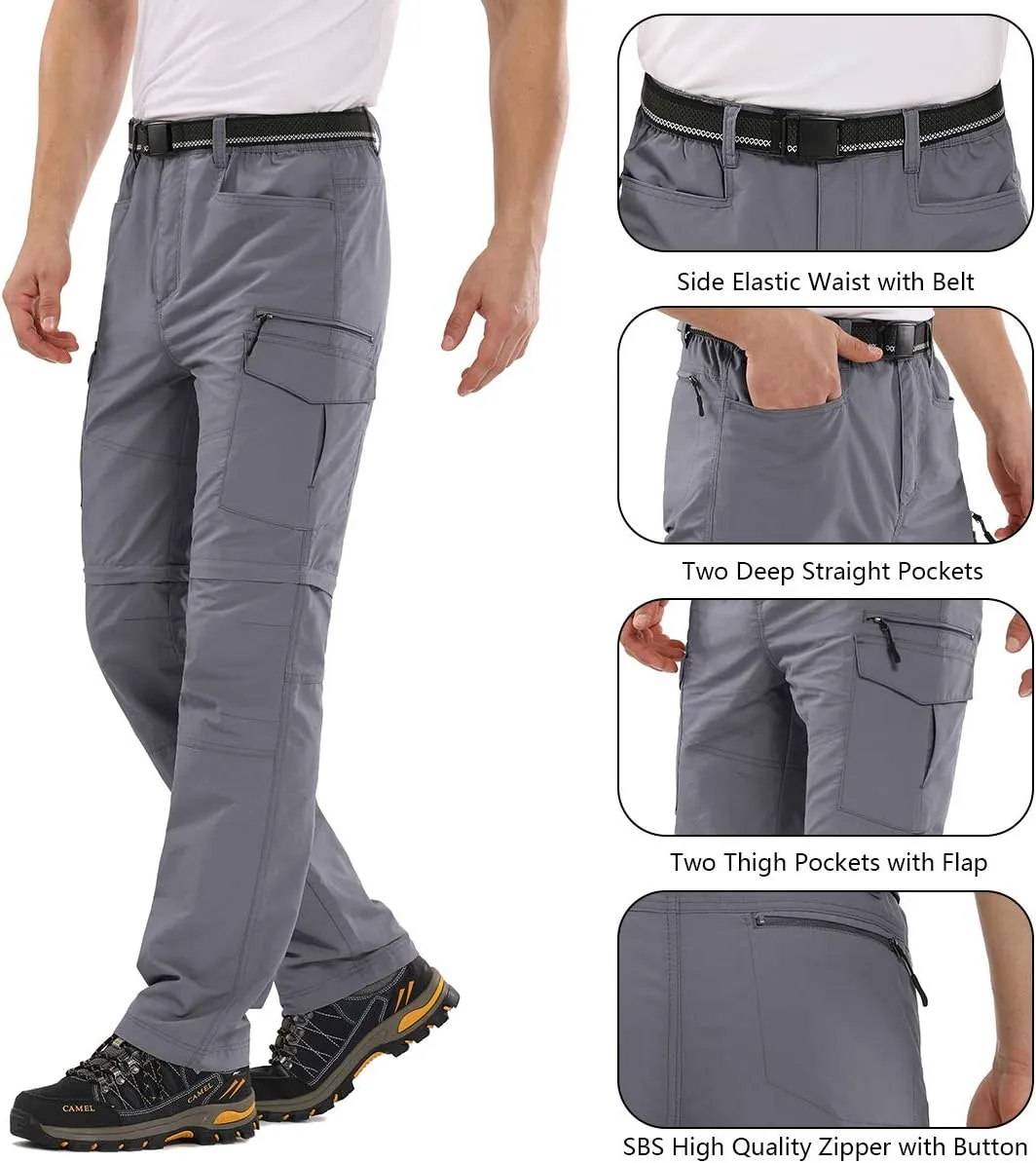 Mens Hiking Pants Convertible Quick Dry Zip Off Fishing Travel Safari Pants