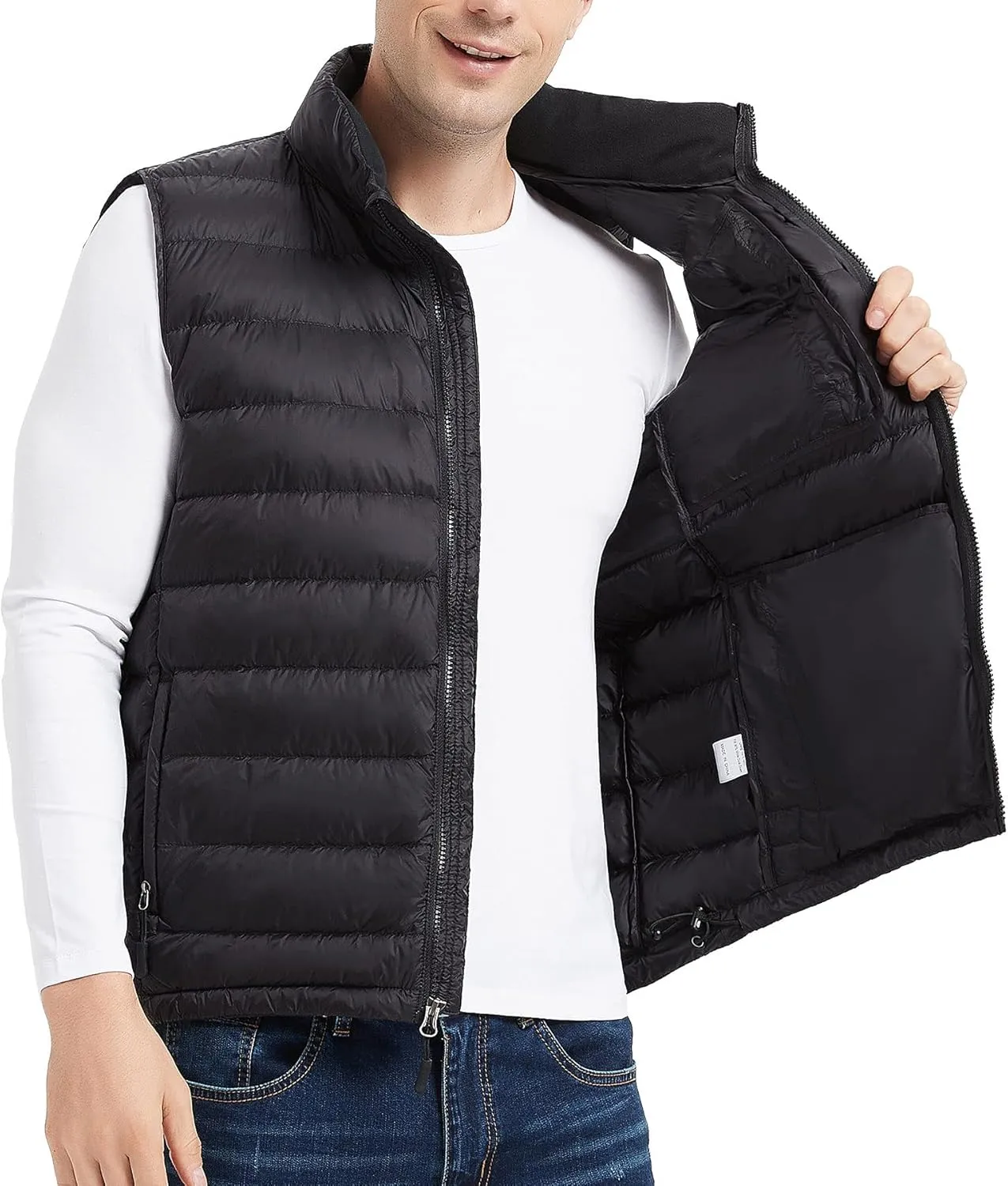 Men's Puffer Vest Lightweight Packable Down Vest Water-Resistant Warm Outdoor Down Puffer Vest for Men Winter