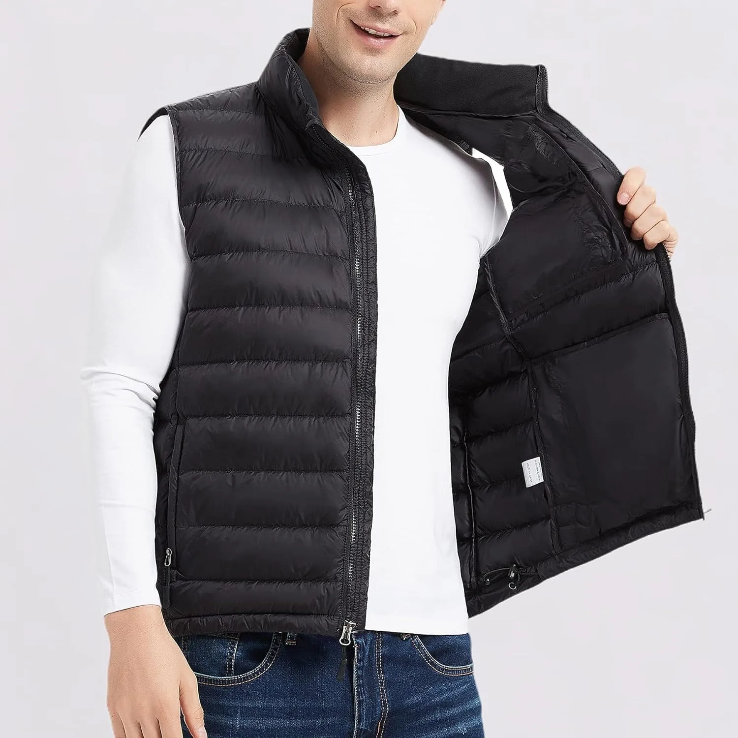 Men's Puffer Vest Lightweight Packable Down Vest Water-Resistant Warm Outdoor Down Puffer Vest for Men Winter