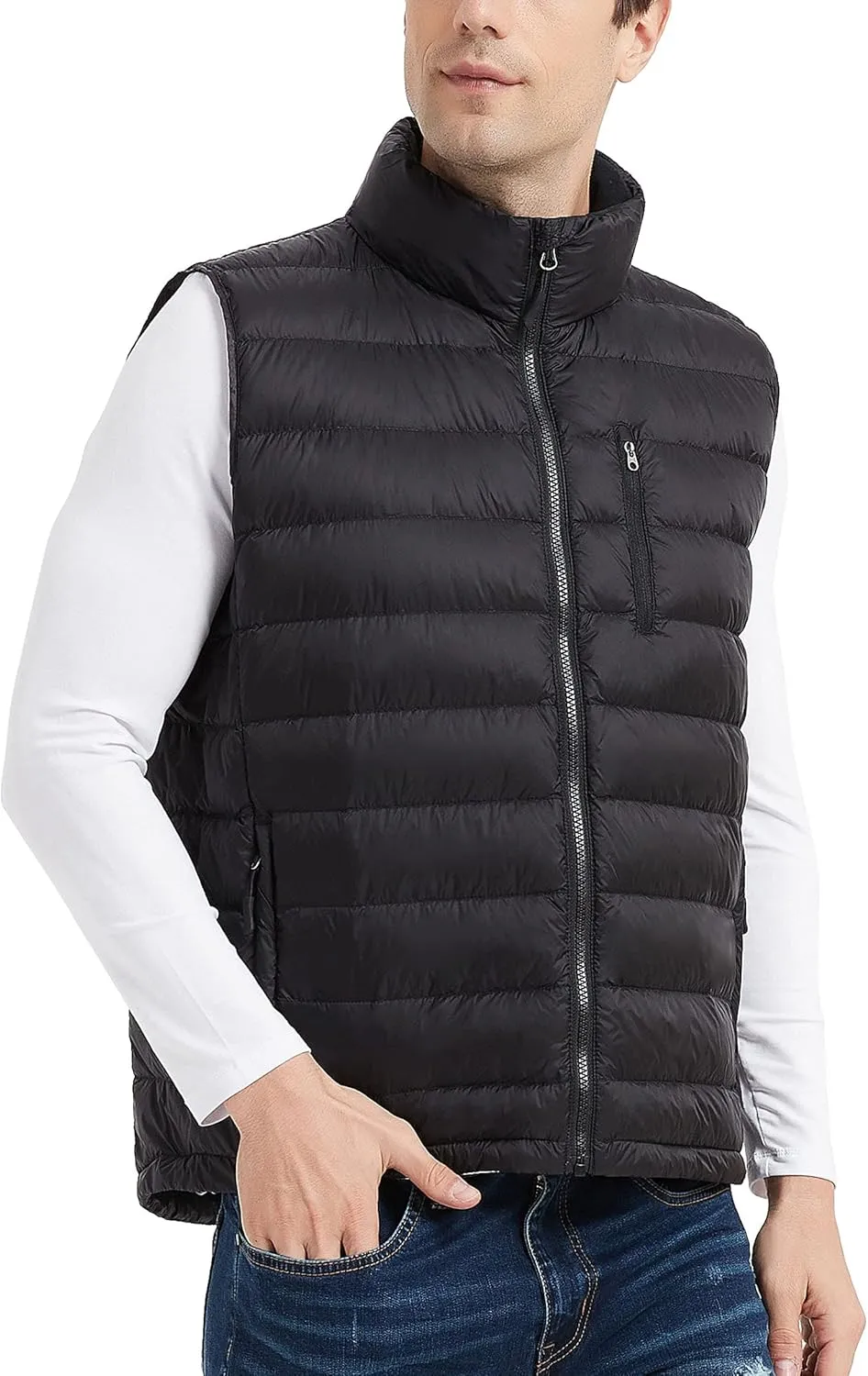 Men's Puffer Vest Lightweight Packable Down Vest Water-Resistant Warm Outdoor Down Puffer Vest for Men Winter