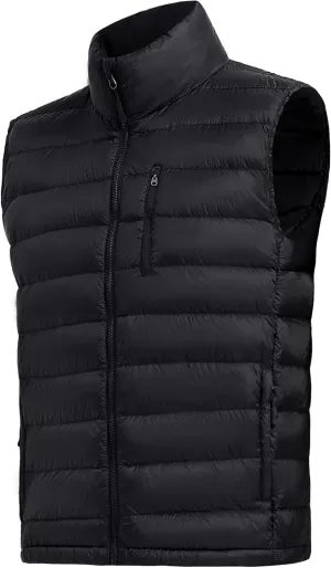 Men's Puffer Vest Lightweight Packable Down Vest Water-Resistant Warm Outdoor Down Puffer Vest for Men Winter