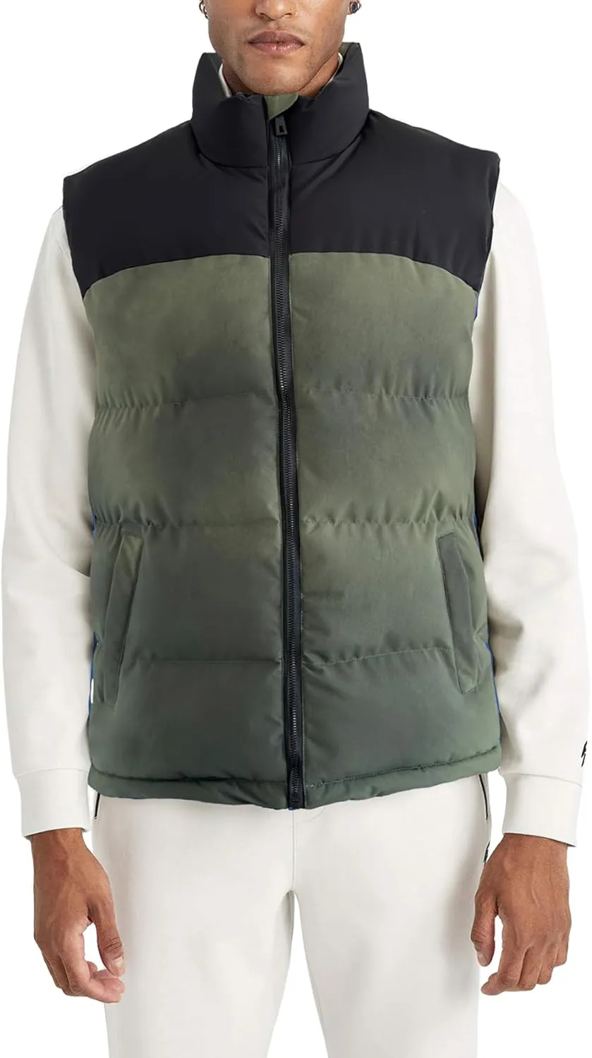 Mens Puffer Vest Winter Warm Puffy Vest Jacket for Men Stand Collar Sleeveless Coat with Pockets Casual Outwear