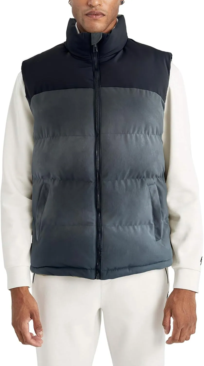 Mens Puffer Vest Winter Warm Puffy Vest Jacket for Men Stand Collar Sleeveless Coat with Pockets Casual Outwear