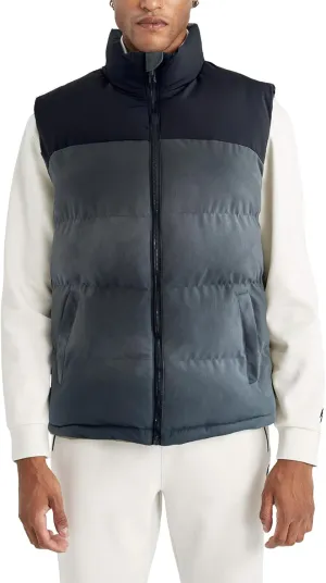Mens Puffer Vest Winter Warm Puffy Vest Jacket for Men Stand Collar Sleeveless Coat with Pockets Casual Outwear