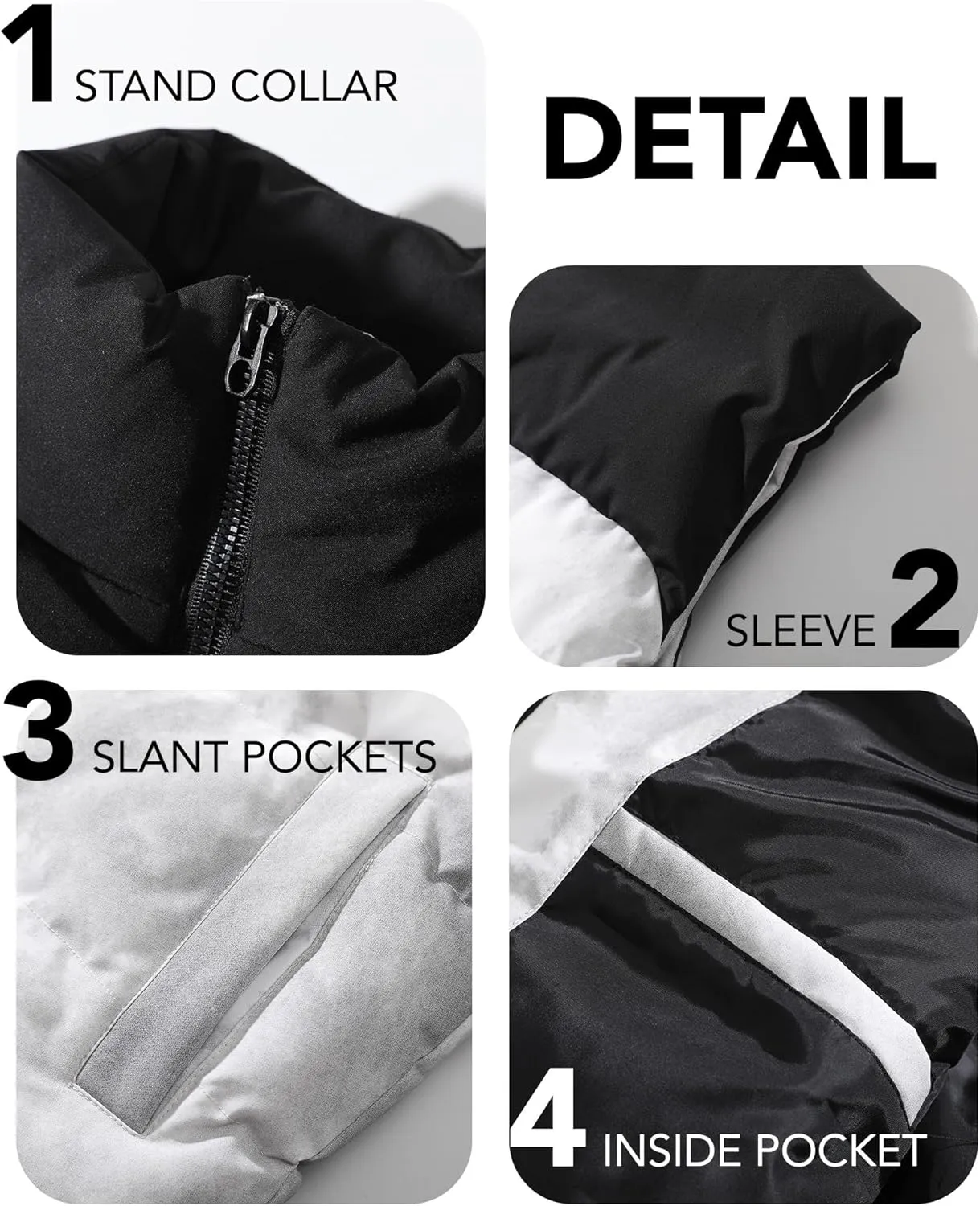 Mens Puffer Vest Winter Warm Puffy Vest Jacket for Men Stand Collar Sleeveless Coat with Pockets Casual Outwear