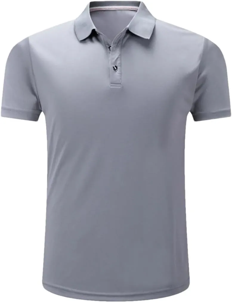 Men's Sport Short Sleeve Polo Shirts Summer Solid Quick Dry Golf Tennis Athletic Breathable Top