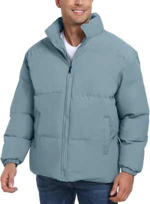Mens Winter Padded Jacket Puffer Windproof Jacket Full Zipper Outerwear Coat