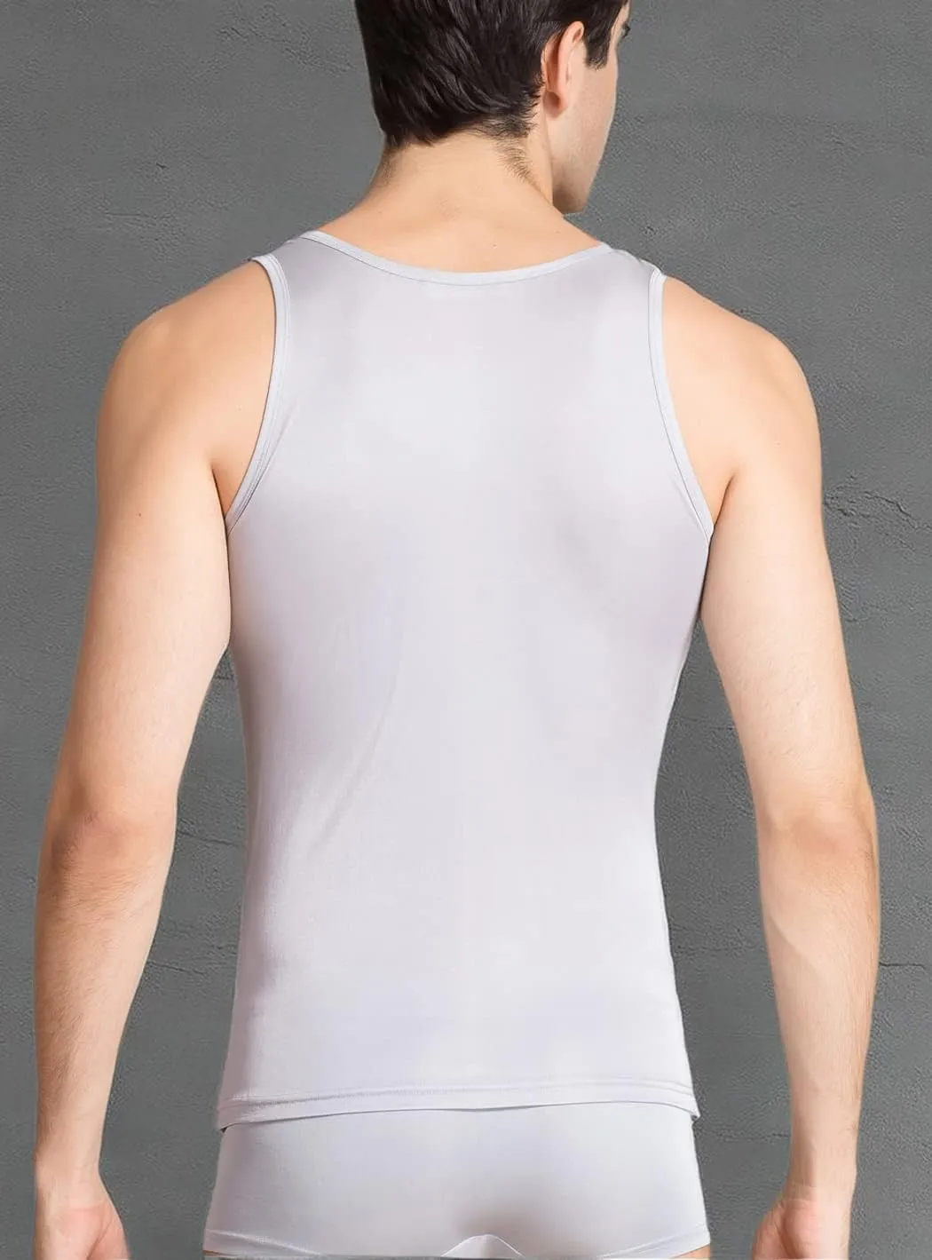 METWAY Men's Silk Tank Tops Sleeveless Pure Silk Undershirt Super Absorbent and Breathable Classic A Shirts