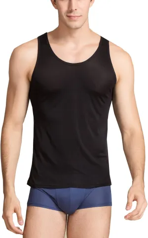 METWAY Men's Silk Tank Tops Sleeveless Pure Silk Undershirt Super Absorbent and Breathable Classic A Shirts