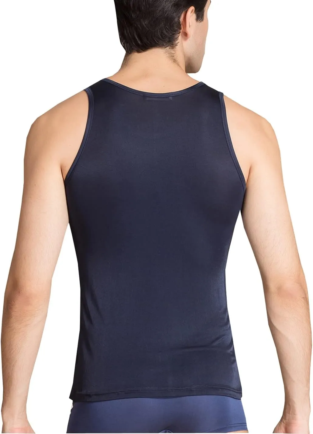 METWAY Men's Silk Tank Tops Sleeveless Pure Silk Undershirt Super Absorbent and Breathable Classic A Shirts