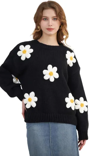 Migratory Bird Guide Floral Crewneck Long Sleeve Sweaters for Women 2024 Trendy