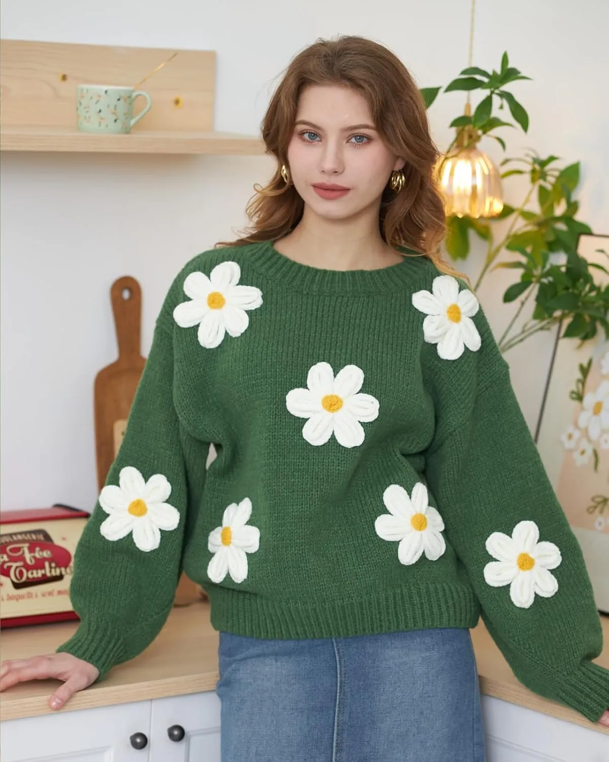 Migratory Bird Guide Floral Crewneck Long Sleeve Sweaters for Women 2024 Trendy