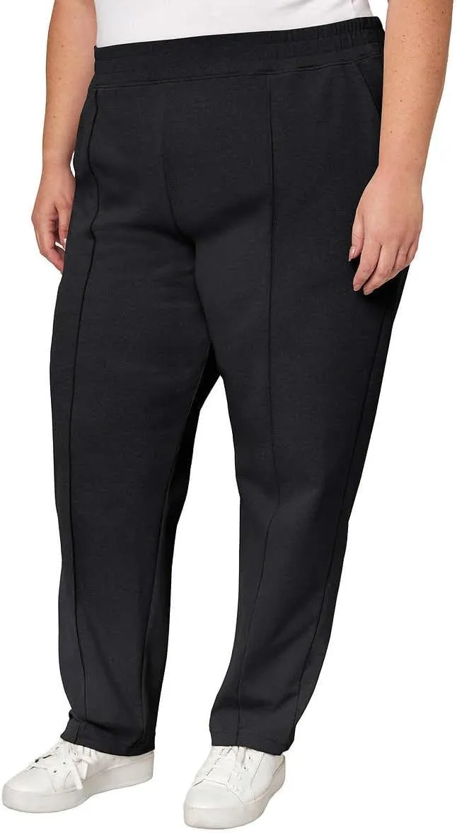 Mondetta Women's Textured Pintuck Straight Leg Pant, Beige