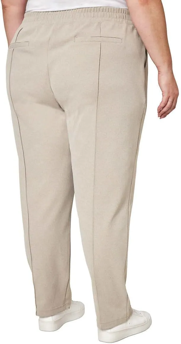 Mondetta Women's Textured Pintuck Straight Leg Pant, Beige
