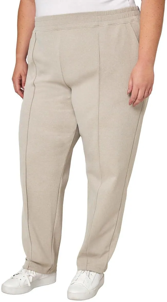 Mondetta Women's Textured Pintuck Straight Leg Pant, Beige