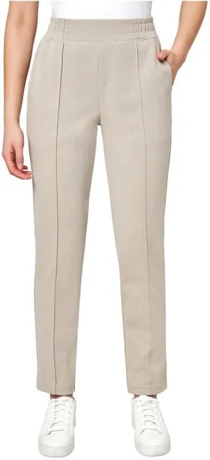 Mondetta Women's Textured Pintuck Straight Leg Pant, Beige