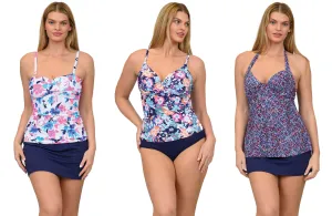 MS-LETK961 - Wholesale Women's Floral Print Tankini & Skirtinis