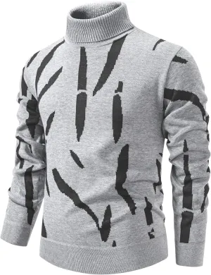 Mylldey Mens Turtleneck Sweaters Cable Knit Long Sleeve Men's Pullover Sweaters