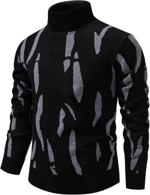 Mylldey Mens Turtleneck Sweaters Cable Knit Long Sleeve Men's Pullover Sweaters